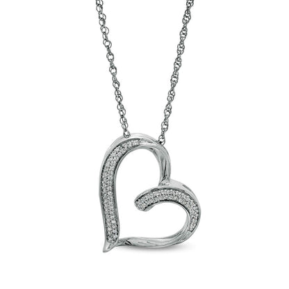 0.17 CT. T.W. Natural Diamond Heart Pendant in Sterling Silver