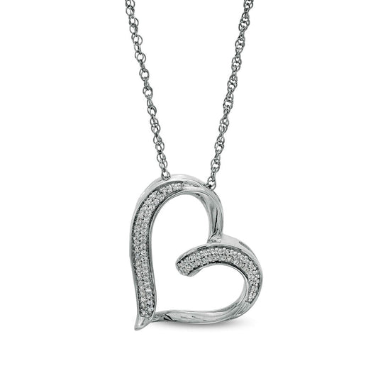 0.17 CT. T.W. Natural Diamond Heart Pendant in Sterling Silver