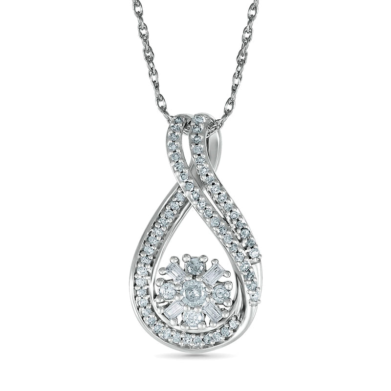 0.33 CT. T.W. Composite Natural Diamond Ribbon Infinity Pendant in 10K White Gold
