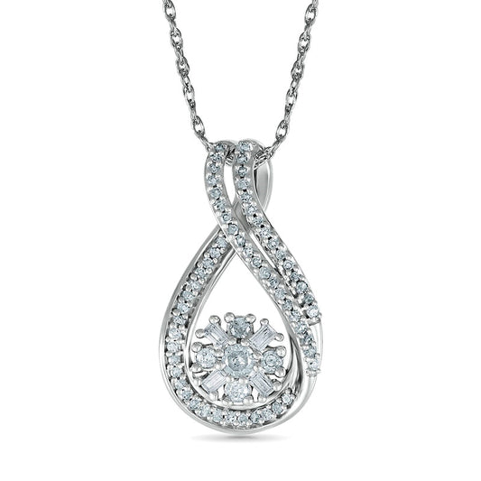 0.33 CT. T.W. Composite Natural Diamond Ribbon Infinity Pendant in 10K White Gold