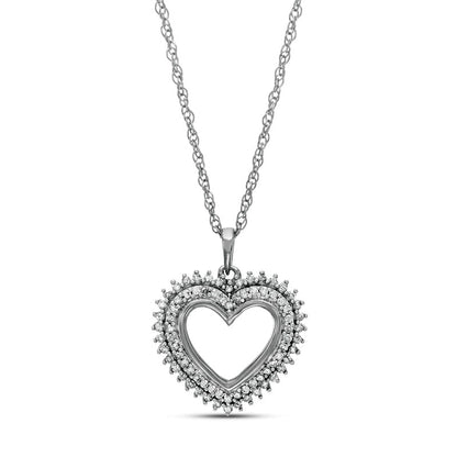 0.33 CT. T.W. Natural Diamond Shadow Heart Pendant in 10K White Gold