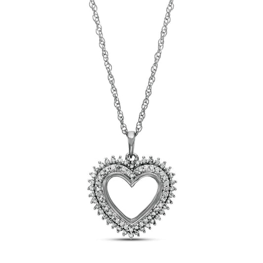 0.33 CT. T.W. Natural Diamond Shadow Heart Pendant in 10K White Gold