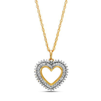 0.33 CT. T.W. Natural Diamond Shadow Heart Pendant in 10K Yellow Gold