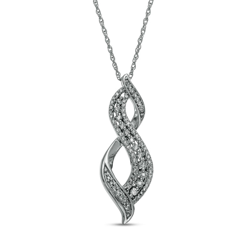 0.33 CT. T.W. Natural Diamond Infinity Flame Pendant in 10K White Gold