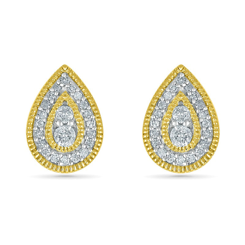 0.25 CT. T.W. Diamond Pear-Shaped Frame Vintage-Style Stud Earrings in 10K Gold