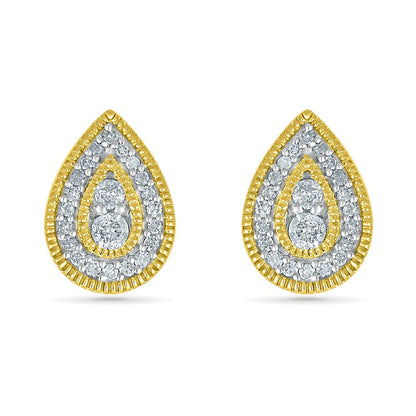 0.25 CT. T.W. Diamond Pear-Shaped Frame Vintage-Style Stud Earrings in 10K Gold