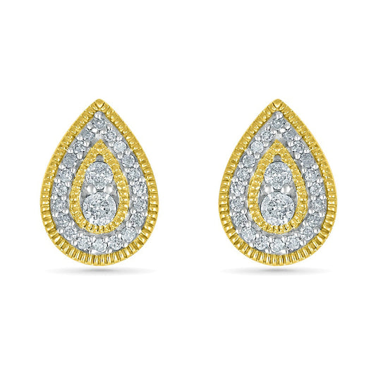 0.25 CT. T.W. Diamond Pear-Shaped Frame Vintage-Style Stud Earrings in 10K Gold