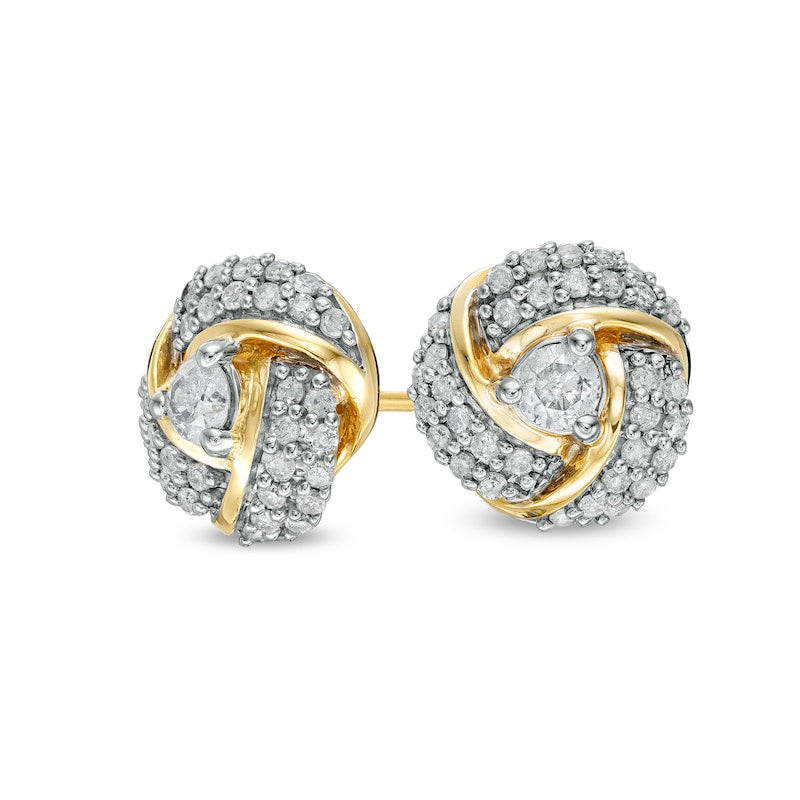 0.75 CT. T.W. Diamond Spiral Stud Earrings in 10K Gold