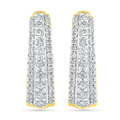 0.5 CT. T.W. Diamond Triple Row Hoop Earrings in 10K Gold