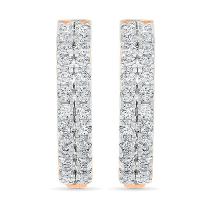 0.5 CT. T.W. Diamond Double Row Hoop Earrings in 10K Rose Gold