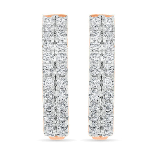 0.5 CT. T.W. Diamond Double Row Hoop Earrings in 10K Rose Gold