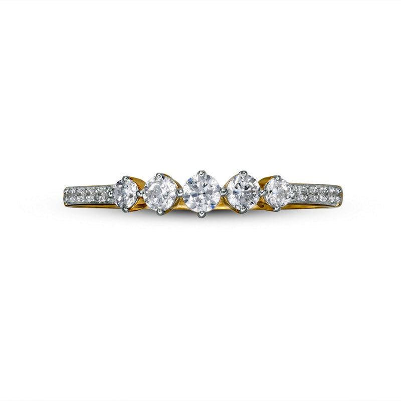0.33 CT. T.W. Natural Diamond Five Stone Anniversary Band in Solid 10K Yellow Gold