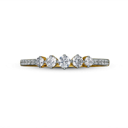 0.33 CT. T.W. Natural Diamond Five Stone Anniversary Band in Solid 10K Yellow Gold