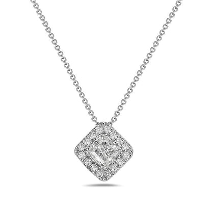 0.75 CT. T.W. Princess-Cut Natural Diamond Tilted Frame Pendant in 10K White Gold