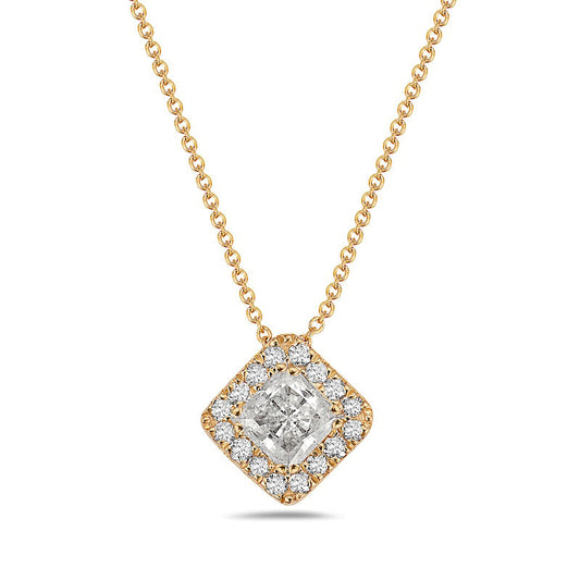 0.5 CT. T.W. Princess-Cut Natural Diamond Tilted Frame Pendant in 10K Yellow Gold