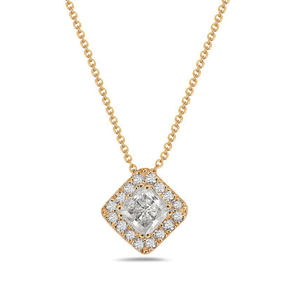 0.75 CT. T.W. Princess-Cut Natural Diamond Tilted Frame Pendant in 10K Yellow Gold