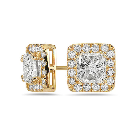 1.25 CT. T.W. Princess-Cut Diamond Frame Stud Earrings in 10K Gold
