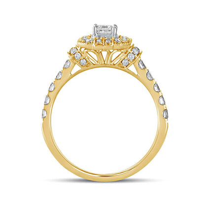 1.0 CT. T.W. Emerald-Cut Natural Diamond Octagonal Frame Engagement Ring in Solid 14K Gold