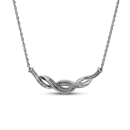 0.2 CT. T.W. Natural Diamond Double Row Twist Necklace in Sterling Silver