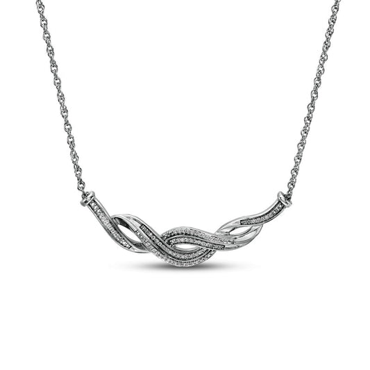 0.2 CT. T.W. Natural Diamond Double Row Twist Necklace in Sterling Silver