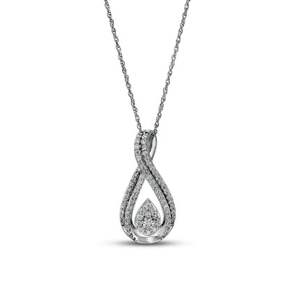 0.5 CT. T.W. Composite Pear-Shaped Natural Diamond Double Row Pendant in 10K White Gold