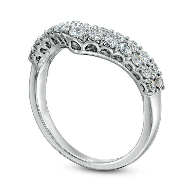 1.0 CT. T.W. Natural Diamond Double Chevron Anniversary Band in Solid 14K White Gold