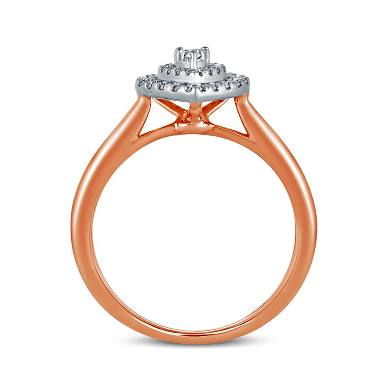 0.33 CT. T.W. Composite Natural Diamond Double Pear-Shaped Frame Engagement Ring in Solid 10K Rose Gold