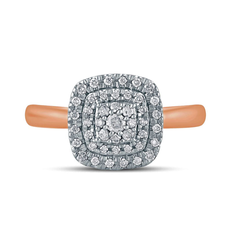 0.33 CT. T.W. Composite Cushion-Shaped Natural Diamond Double Frame Engagement Ring in Solid 10K Rose Gold