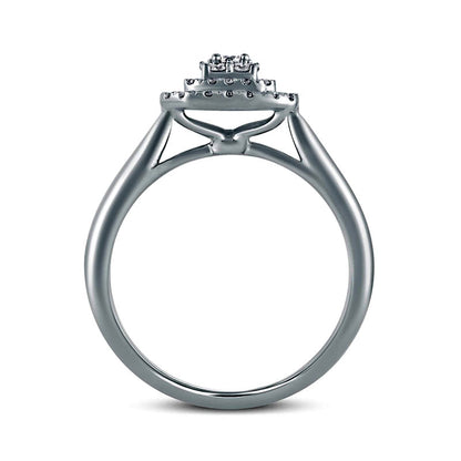 0.33 CT. T.W. Composite Natural Diamond Double Octagonal Frame Engagement Ring in Solid 14K White Gold