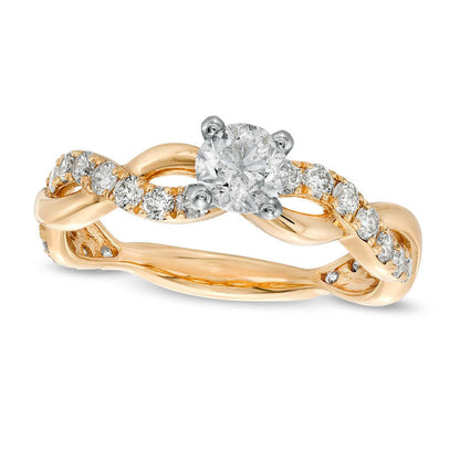 1.0 CT. T.W. Natural Diamond Twist Shank Engagement Ring in Solid 14K Gold