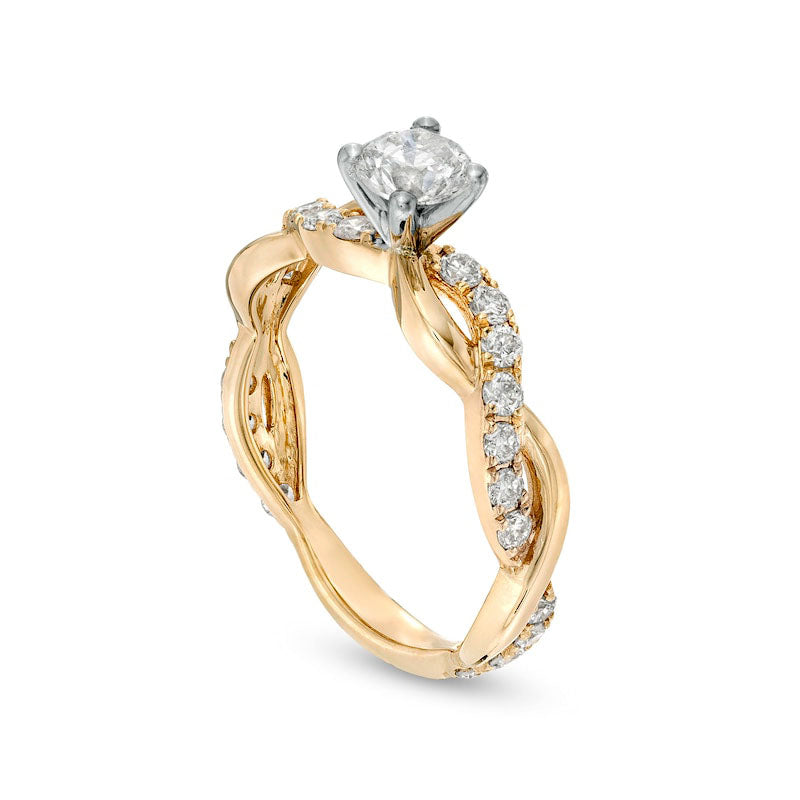 1.0 CT. T.W. Natural Diamond Twist Shank Engagement Ring in Solid 14K Gold