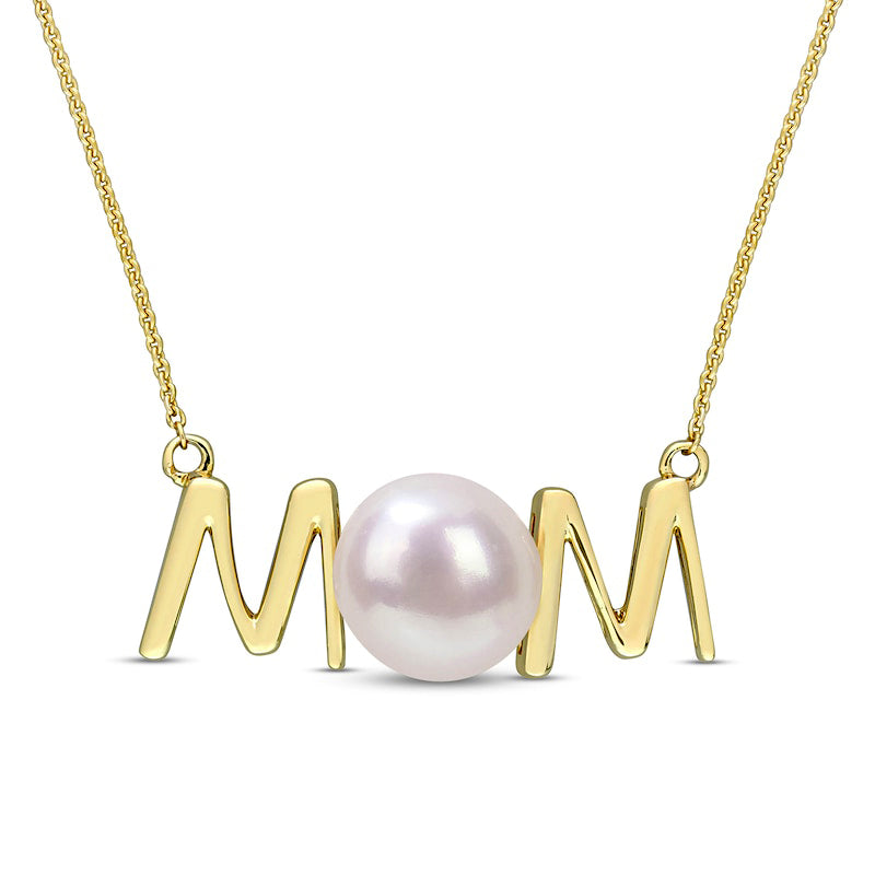 7.0-7.5mm Cultured Freshwater Pearl MOM" Necklace in 10K Yellow Gold - 17""