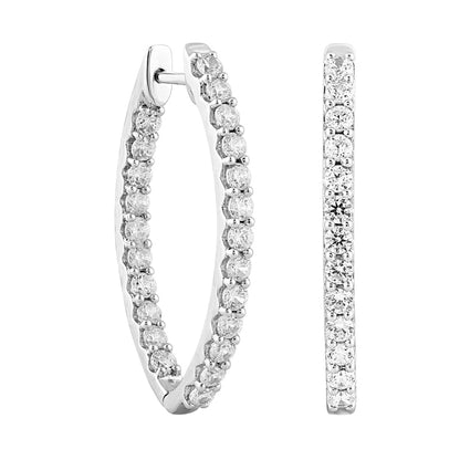 3 CT. T.W. Diamond Marquise-Shaped Inside-Out Hoop Earrings in 10K White Gold