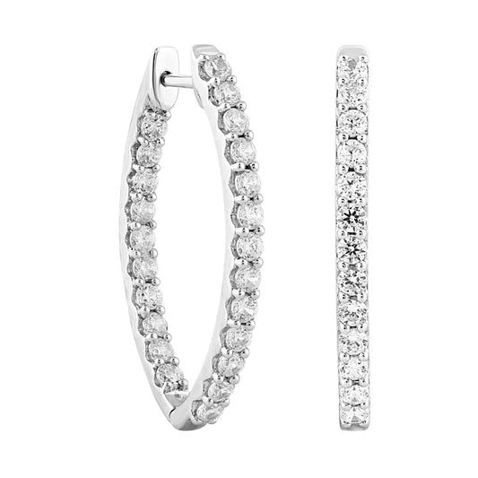 3 CT. T.W. Diamond Marquise-Shaped Inside-Out Hoop Earrings in 10K White Gold