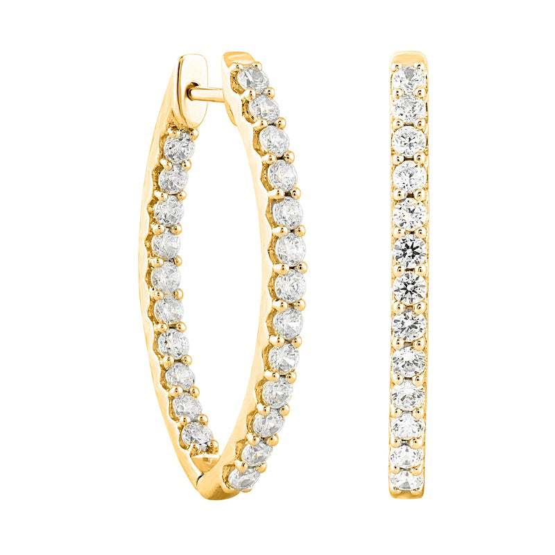 3 CT. T.W. Diamond Marquise-Shaped Inside-Out Hoop Earrings in 10K Gold