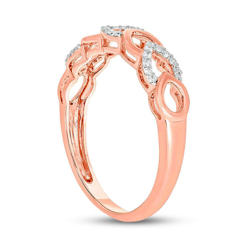 0.10 CT. T.W. Natural Diamond Outlined Leaves Ring in Solid 10K Rose Gold