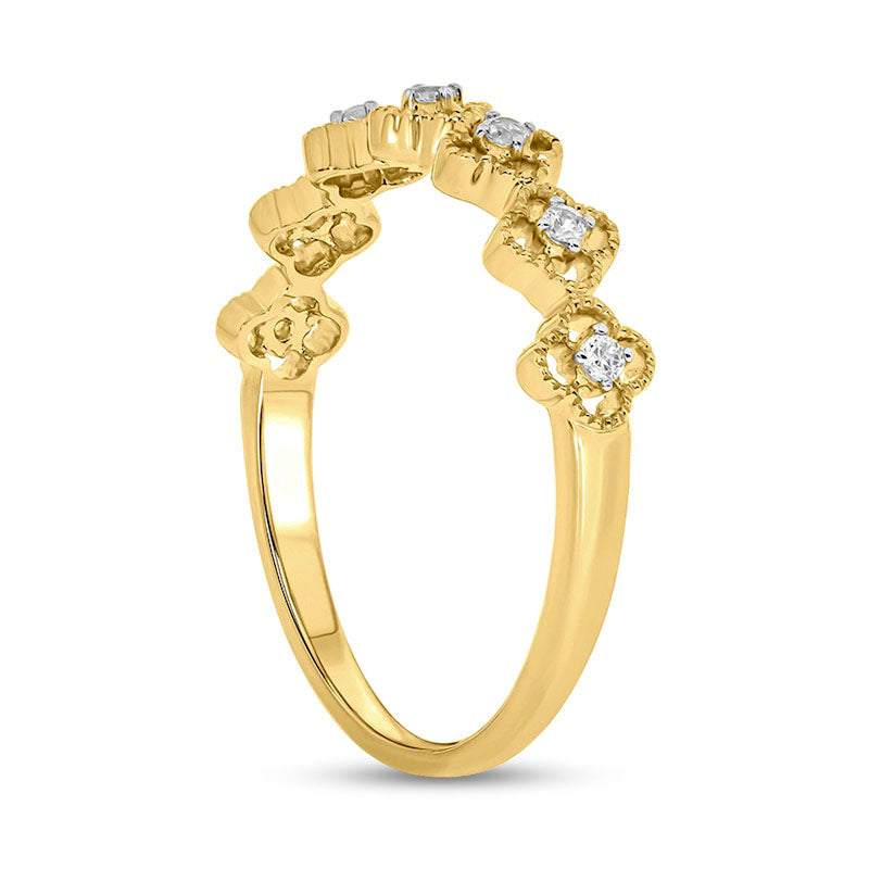 0.10 CT. T.W. Natural Diamond Antique Vintage-Style Clover Ring in Solid 10K Yellow Gold