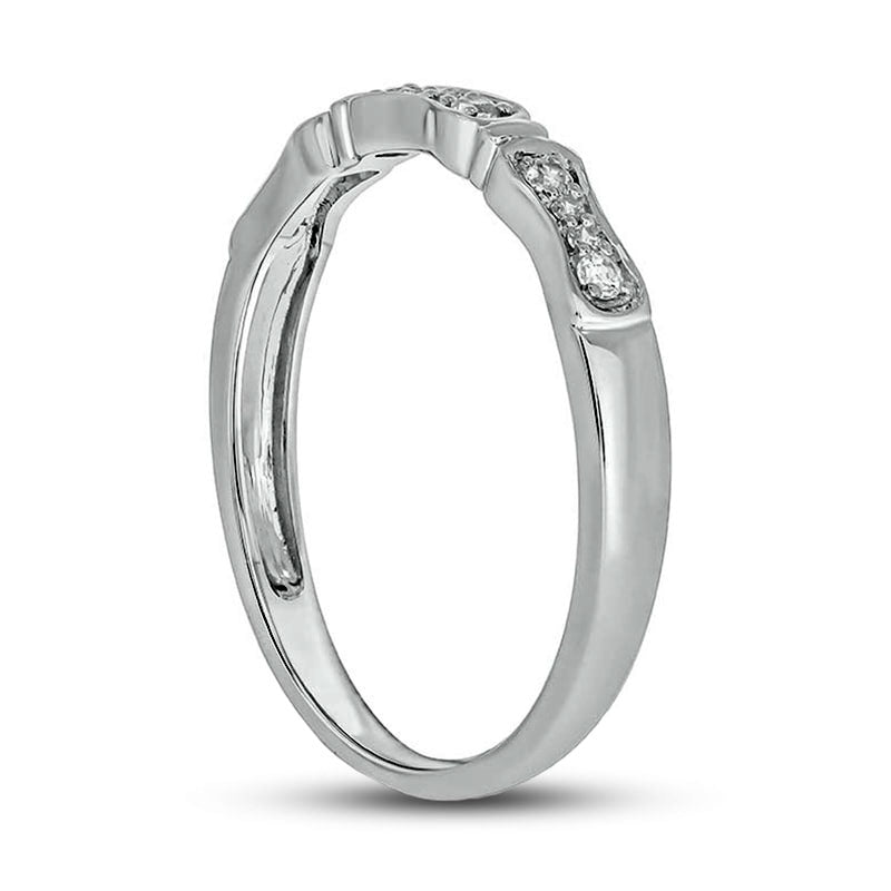 0.10 CT. T.W. Natural Diamond Bamboo-Style Ring in Solid 10K White Gold