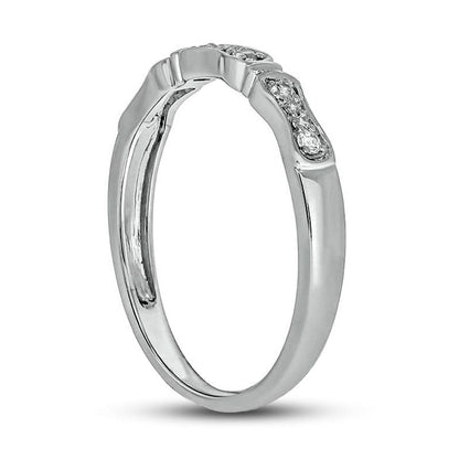 0.10 CT. T.W. Natural Diamond Bamboo-Style Ring in Solid 10K White Gold