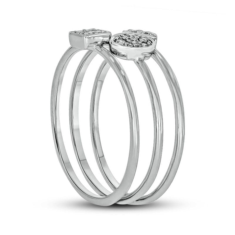 0.17 CT. T.W. Composite Multi-Shape Natural Diamond Stack Ring Set in Sterling Silver