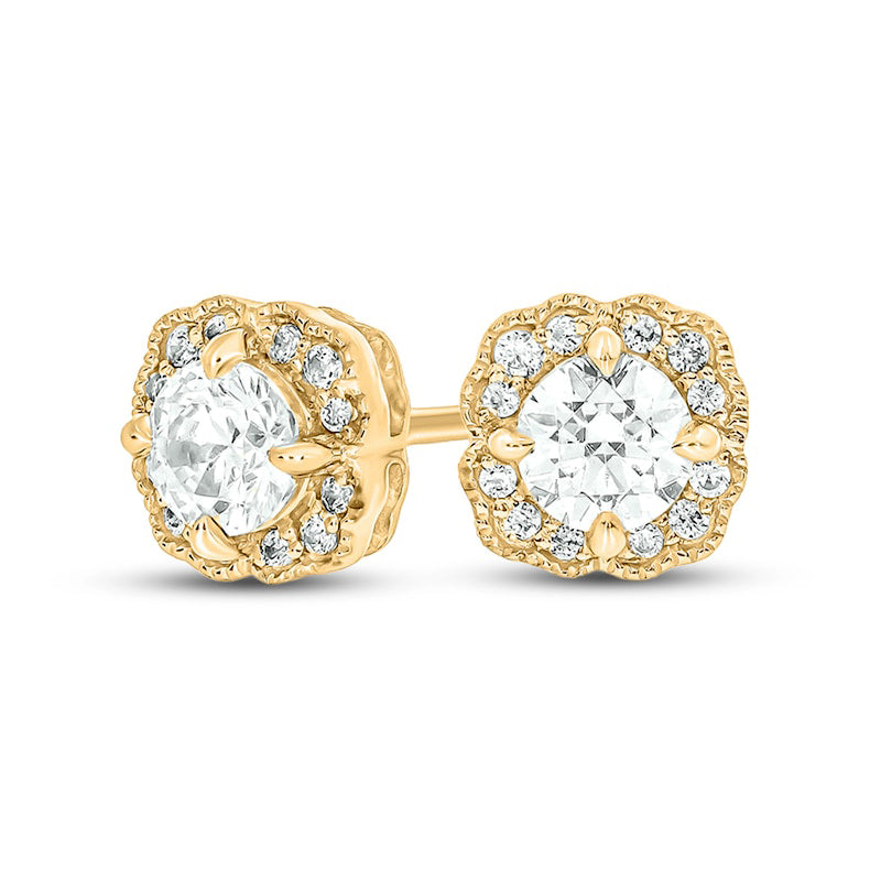 0.5 CT. T.W. Diamond Flower Frame Vintage-Style Stud Earrings in 10K Gold (I/I2)