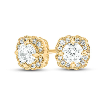 0.5 CT. T.W. Diamond Flower Frame Vintage-Style Stud Earrings in 10K Gold (I/I2)
