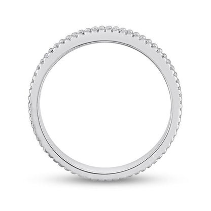 0.10 CT. T.W. Natural Diamond Multi-Row Beaded Anniversary Band in Sterling Silver