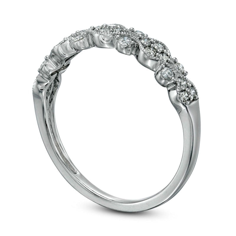 0.33 CT. T.W. Natural Diamond Milgrain Stackable Band in Solid 10K White Gold