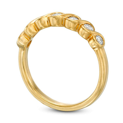 0.33 CT T.W. Natural Diamond Twist Stackable Band in Solid 10K Yellow Gold