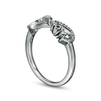 0.05 CT. T.W. Natural Diamond Mom" Infinity Arrow Ring in Sterling Silver"