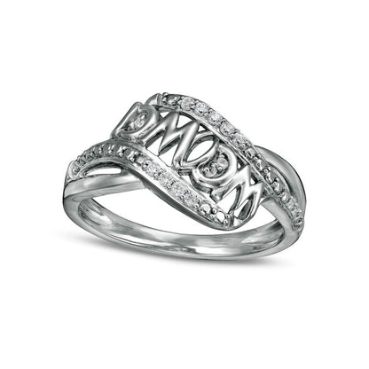 0.07 CT. T.W. Natural Diamond mama" Wave Ring in Sterling Silver"