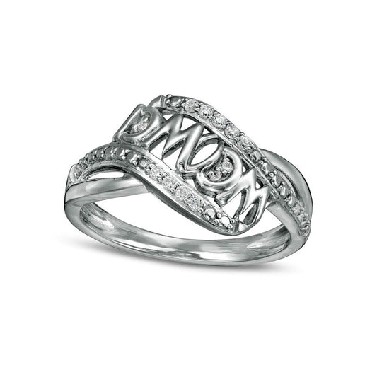 0.07 CT. T.W. Natural Diamond mama" Wave Ring in Sterling Silver"