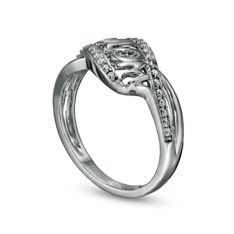 0.07 CT. T.W. Natural Diamond mama" Wave Ring in Sterling Silver"