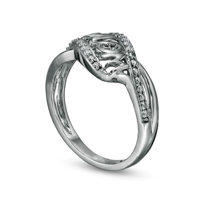 0.07 CT. T.W. Natural Diamond mama" Wave Ring in Sterling Silver"